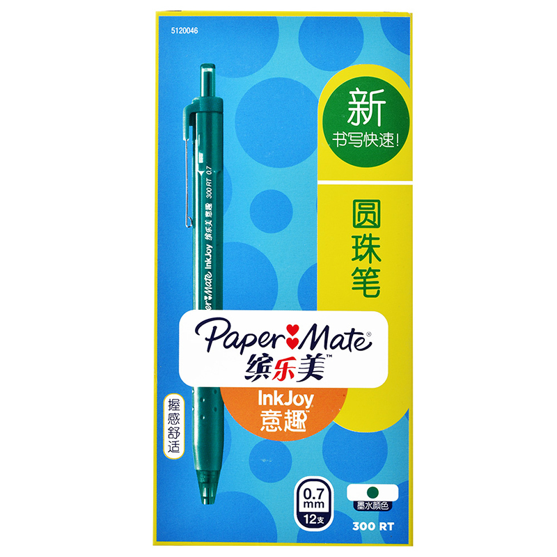 PaperMate 缤乐美意趣圆珠笔300 RT 0.7mm绿色12支纸盒装