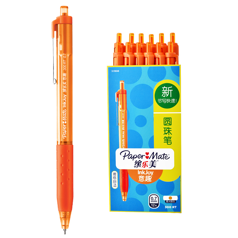 PaperMate 缤乐美意趣圆珠笔300 RT 0.7mm笔尖橙色12支纸盒装