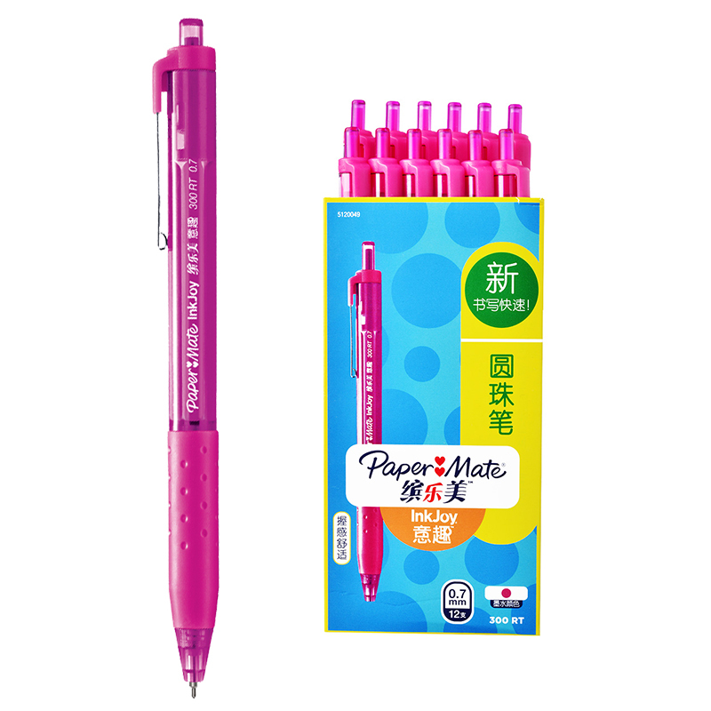 PaperMate 缤乐美意趣圆珠笔300 RT 0.7mm玫红色12支纸盒装