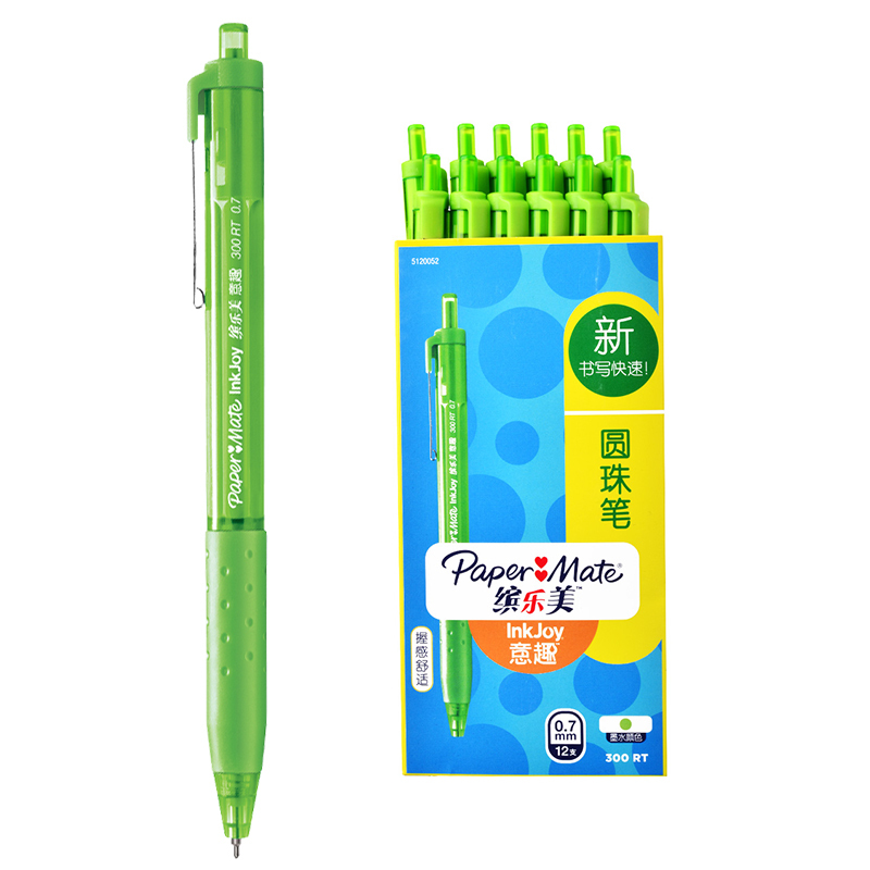 PaperMate 缤乐美意趣圆珠笔300 RT 0.7mm青柠绿色12支纸盒装
