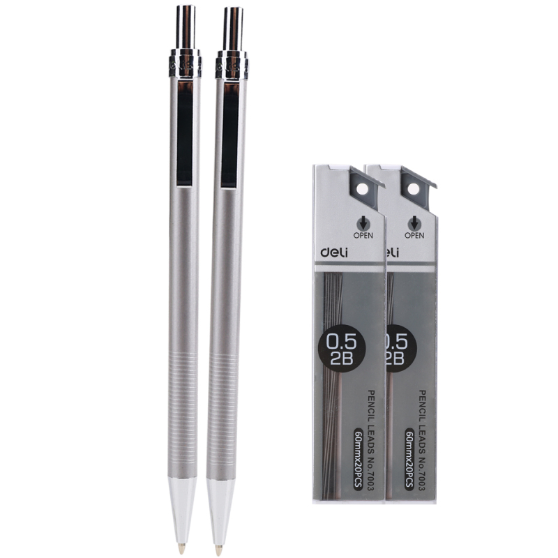得力(deli)S713活动铅笔 2B-0.5mm(银)24卡装(单位:只)