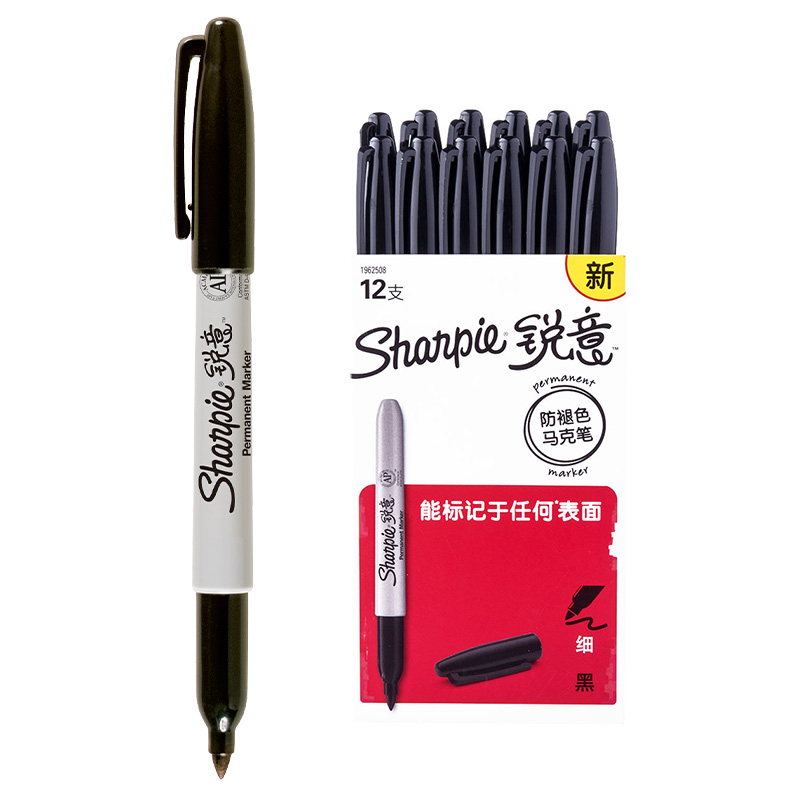 Sharpie 锐意防褪色马克笔细黑12支纸盒装 美术绘画笔 手绘 涂鸦 彩色水彩笔 画画笔 记号笔学生办公通用 油性笔高清大图