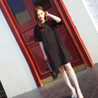 MIWEI蜜维 韩范潮流银线金属感宽松纯色长款短袖T恤女8320-F131-P48-HS