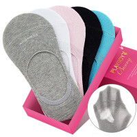 花花公子(PLAYBOY)2259礼盒装夏季隐形袜女防滑浅口女士短袜棉袜子薄5双混色均码