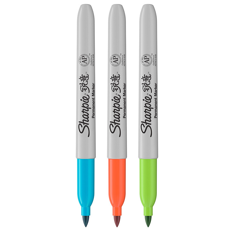 Sharpie 锐意防褪色马克笔细 松石蓝 青柠绿 橘红吸塑卡片装3支