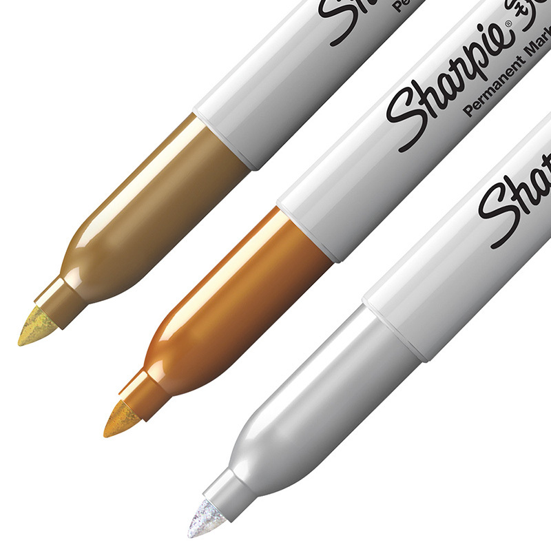 Sharpie 锐意防褪色马克笔细金银铜吸塑卡片装 3支