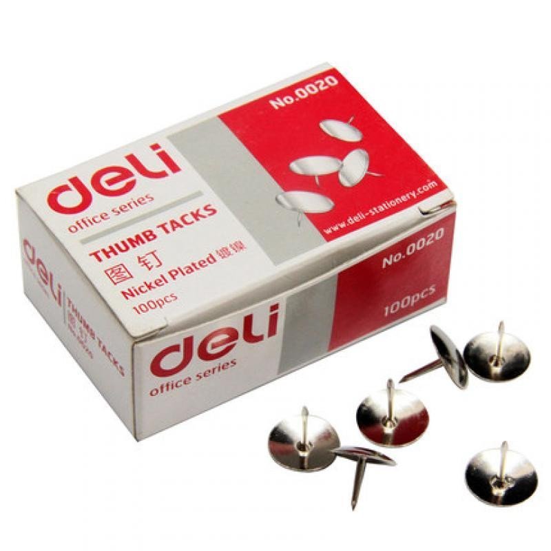 得力(deli) 0020 图钉 金属圆钉 按钉10盒装