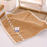 金号(KING SHORE) 正品纯棉方巾 柔软毛巾 全棉素色圆点提缎方巾 棕色 35*34cm 4620(条)