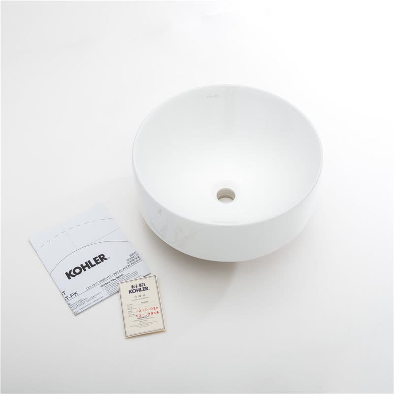 科勒台盆 圆形台上盆 艺术盆陶瓷面盆桌上式面盆洗手盆K-14800T-0图片
