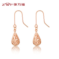 张万福珠宝18K金玫瑰金耳饰女士耳坠 DS-KRS0307水滴镂空耳饰