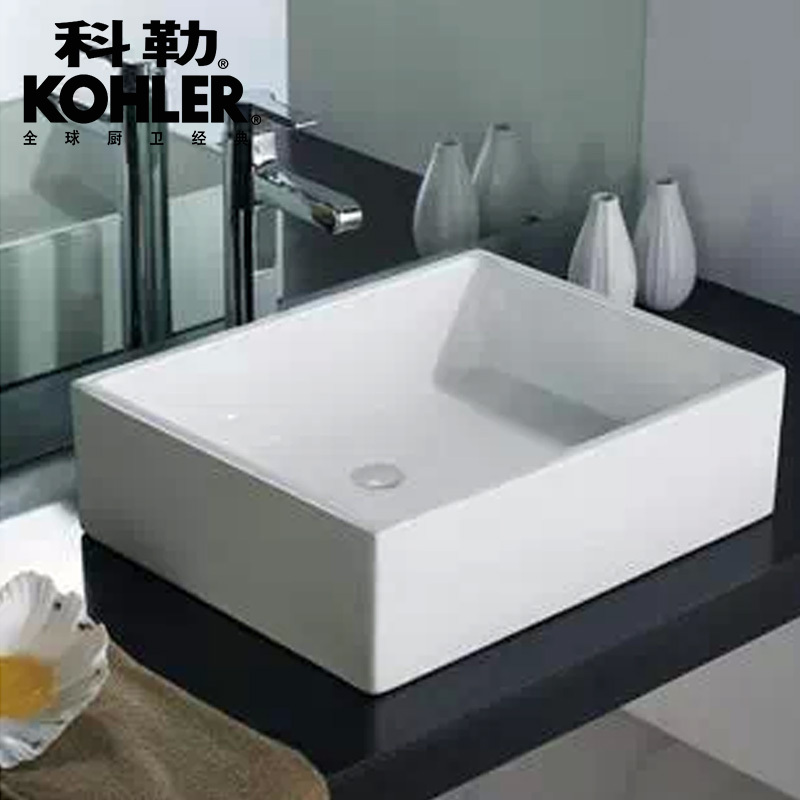 科勒台上盆 德塔时尚方形台上式洗脸面盆长方形洗手盆 K-19897T