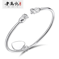老冯记银楼 999足银手镯 真心玖瑰银手镯 时尚清新款 送爱人/闺蜜好礼物