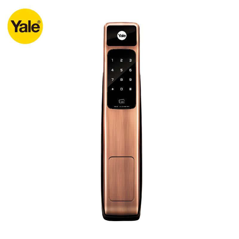 Yale耶鲁 电子密码锁家用防盗智能锁 推拉式开门 大门锁刷卡YMG30(香槟金)ios Android 均适配图片