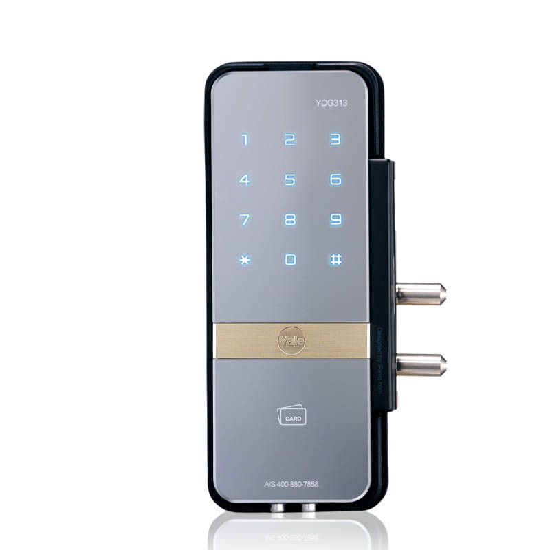 yale耶鲁ydg313单开门玻璃门锁密码锁刷卡锁家用办公室免开孔推拉式