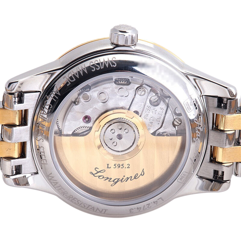 浪琴军旗镀金背透自动机械女表l42743277