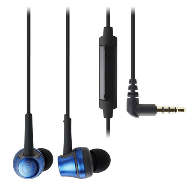 铁三角(audio-technica) ATH-CKR50iS 手机通话线控带麦入耳式耳机 (蓝色)高清大图