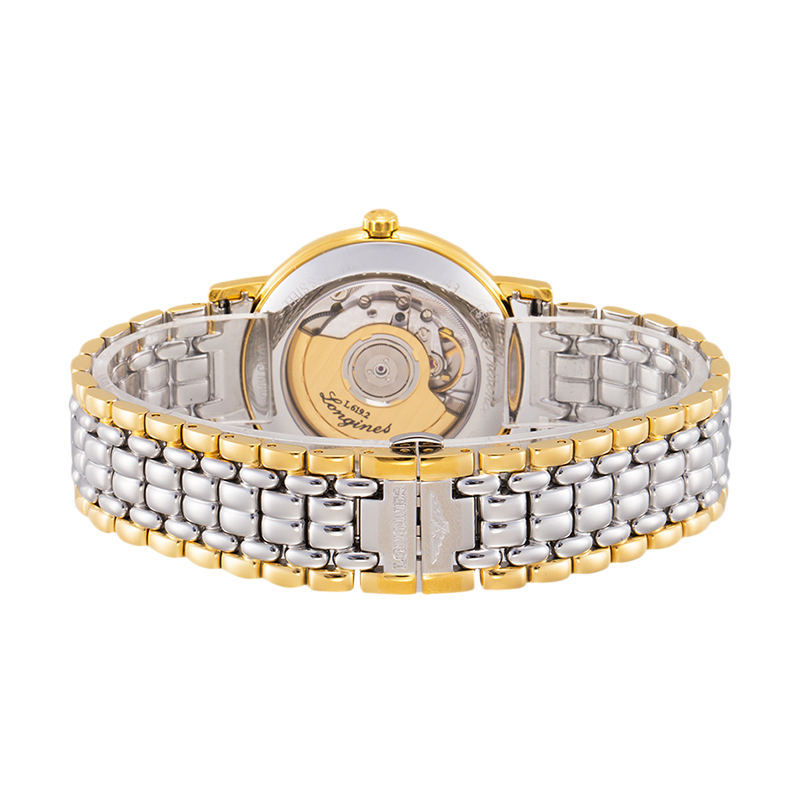 浪琴瑰丽新款罗马间金背透机械男表l49212117