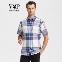 花花公子VIP 短袖衬衫男 时尚休闲经典格纹印花男S11DX407331