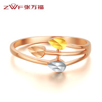 张万福珠宝 18K白金黄金玫瑰金戒指女士戒指 三色叶子戒指DS-KJZ0303