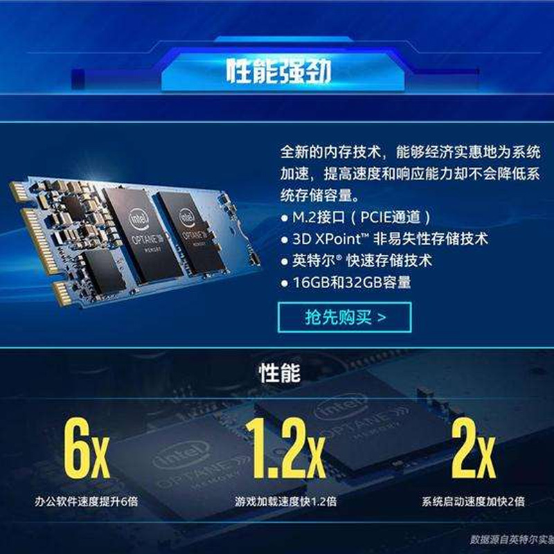 英特尔(Intel) OPTANE MEMORY 16GB M.2接口 台式组装机傲腾内存高清大图