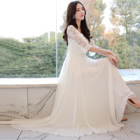 丝柏舍2017春装新款女装纯色淑女大摆方领中袖连衣裙S71R0684