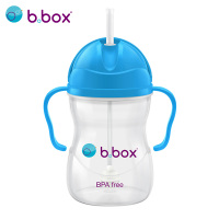 澳洲b.box婴儿水杯宝宝带刻度重力球训练吸管杯bbox儿童学饮杯240ml经典蓝色款