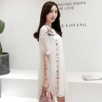 丝柏舍2017夏装新款女圆领短袖宽松短裙百搭连衣裙S71R0293