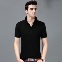花花公子贵宾短袖t恤男棉体恤纯色翻领polo衫夏装薄款027#黑色