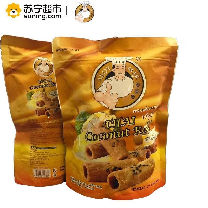 奥莱曼榴莲味椰子汁蛋卷 100g