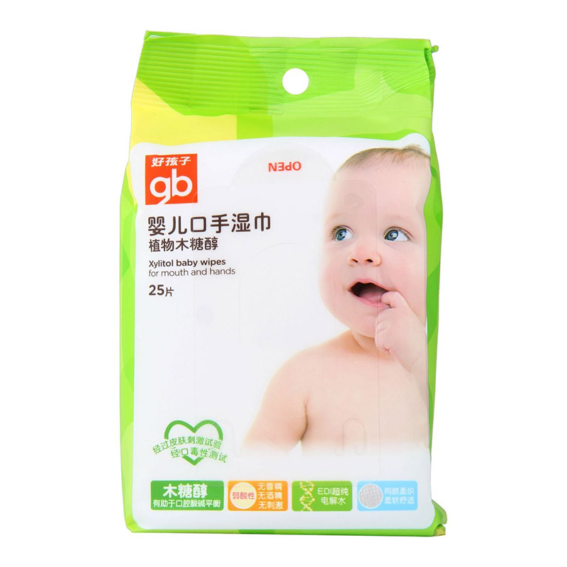 Goodbaby 好孩子 婴儿卫生湿巾 海洋水润 80片*8包+婴儿口手湿巾 植物木糖醇 25片*4包高清大图