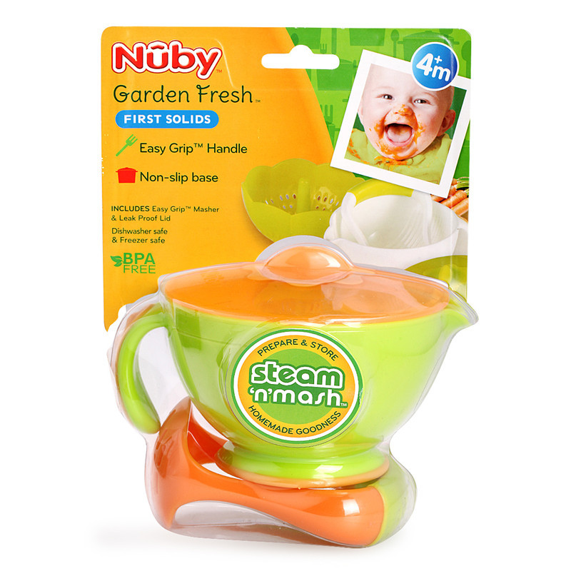 努比(Nuby) 婴儿蒸食研磨碗 宝宝辅食研磨器婴儿手动研磨碗 绿