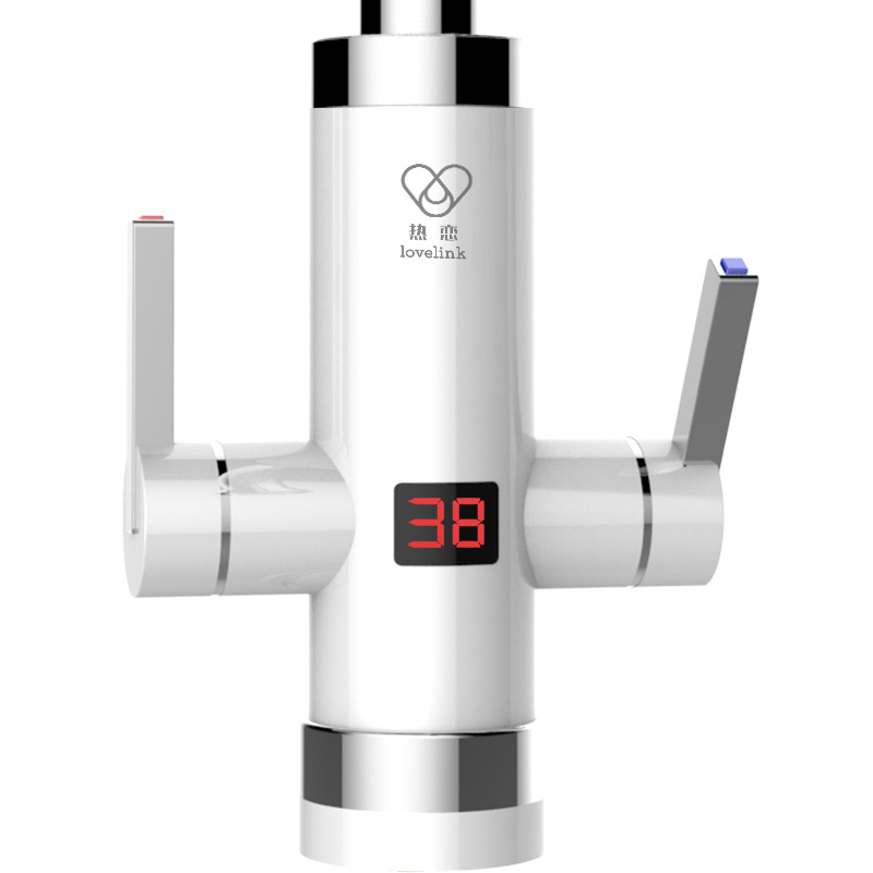 热恋(LoveLink)电热水龙头 冷热两用 双柄控温小厨宝 速热即热式电热水器 S2X3雪山白大弯(下进水)