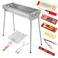 尚烤佳不锈钢烧烤炉子 木炭烧烤炉 户外便携烧烤架箱 大号烤炉十件套