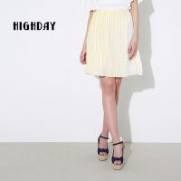 highday轩日黄白条百褶裙