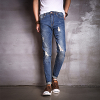 超音狼男装舒适夏季磨破牛仔长裤2017LD-502