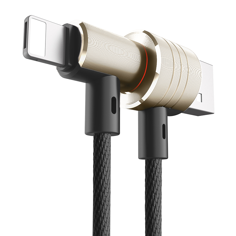 倍思(BASEUS) 苹果/Iphone配件 数据线二合一两用充电线器 USB接口 金色壳+黑色线 1.2m