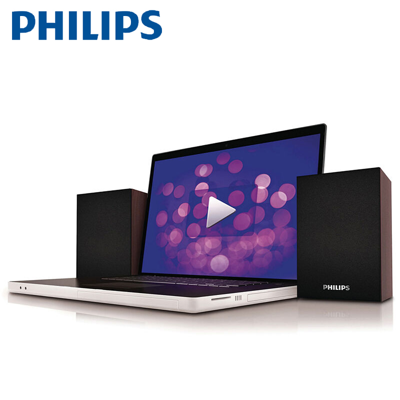 飞利浦(Philips)SPA20/93 音响小音箱 2.0USB低音炮 迷你音响 黑色木质音箱USB多媒体笔记本音响
