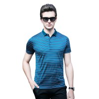 恒源祥短袖T恤男 2017夏款100%桑蚕丝中年商务男翻领半袖休闲爸爸装POLO衫 墨绿