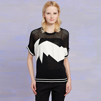 GiGirCoCo撞色拼皮套衫