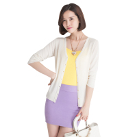 恒源祥针织衫女 2017秋季女款长袖纯色针织开衫修身薄款防晒空调衫简约百搭