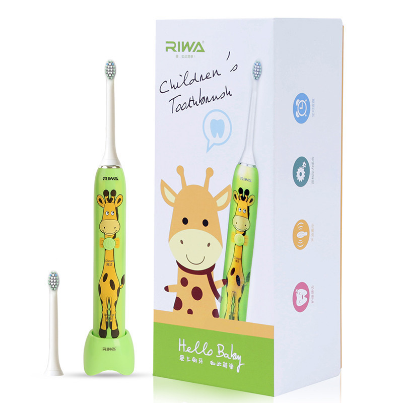 雷瓦(RIWA) RG-1002儿童牙刷卡通可爱造型声波电动牙刷 绿色