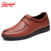 3515强人透气单层皮休闲鞋男2017春季新款系带款轻便男鞋DA7308