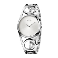 卡文克莱（CalvinKlein）ck手表 ROUND系列石英女表银白盘手镯式表链 K5U2M146