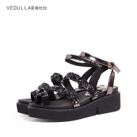 维杜拉(Vedullar)夏季新款厚底女鞋子坡跟松糕鞋拖鞋韩版休闲运动罗马凉鞋潮