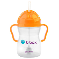 澳洲贝博士(b.box)婴儿PP水杯带刻度重力球训练吸管杯240m荧光橙黄款 适用年龄:6个月以上