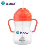 澳洲b.box婴儿水杯宝宝带刻度重力球训练吸管杯bbox儿童学饮杯240ml荧光西瓜红款