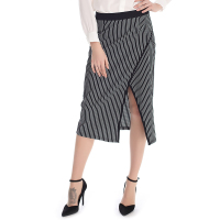 A&D女士气质斜开叉不规则半身长裙