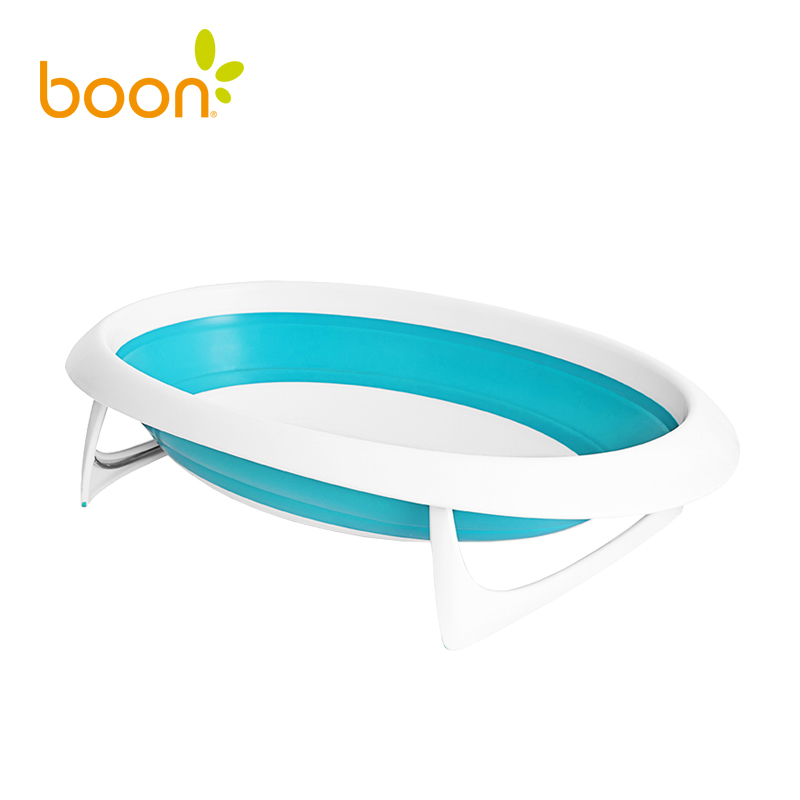 Boon啵儿 可折叠婴儿浴盆 蓝色/白色