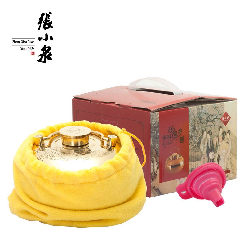 张小泉Zhang Xiao Quan汤婆子C60560400龙凤合金暖心系列汤婆子小号铜质加厚注水热水袋暖手宝