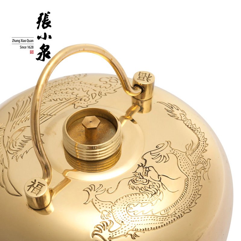 张小泉Zhang Xiao Quan汤婆子C60560400龙凤合金暖心系列汤婆子小号铜质加厚注水热水袋暖手宝